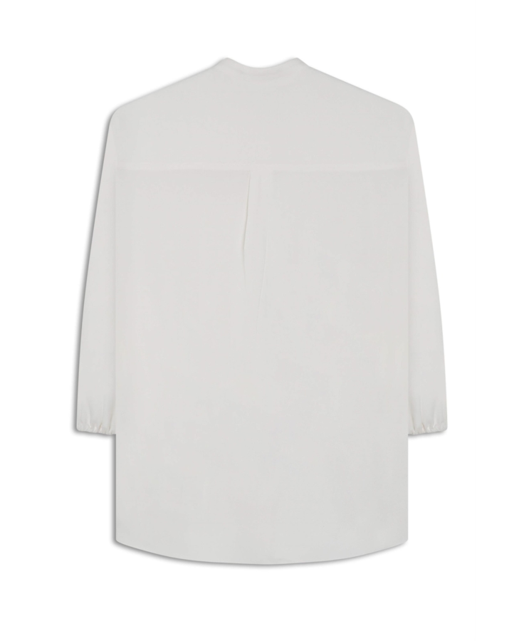 Camisa Crepe Visco Ruffle Shirt Off White