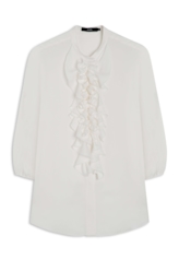 Camisa Crepe Visco Ruffle Shirt Off White