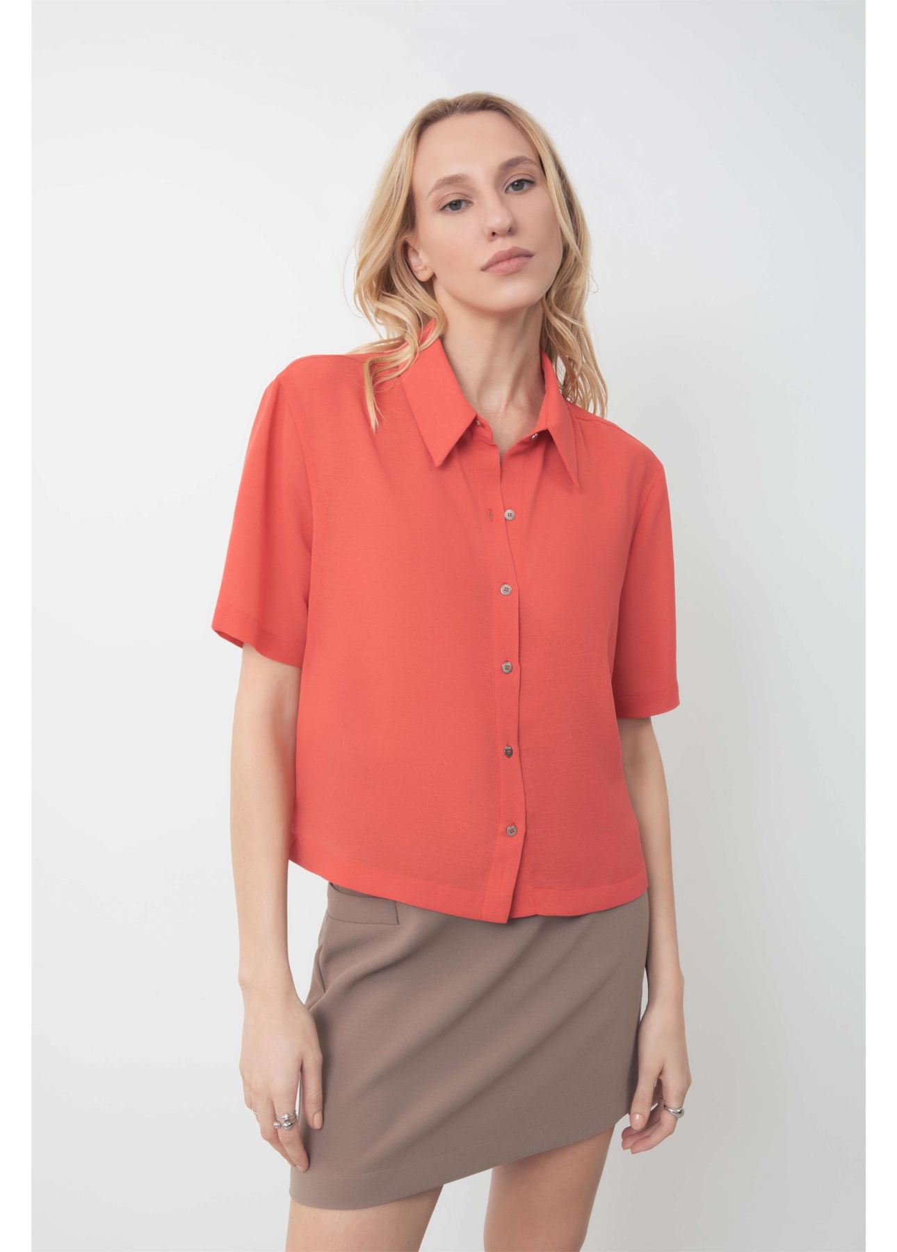 Camisa Cropped Shirt Georgette Off White