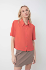 Camisa Cropped Shirt Georgette Off White
