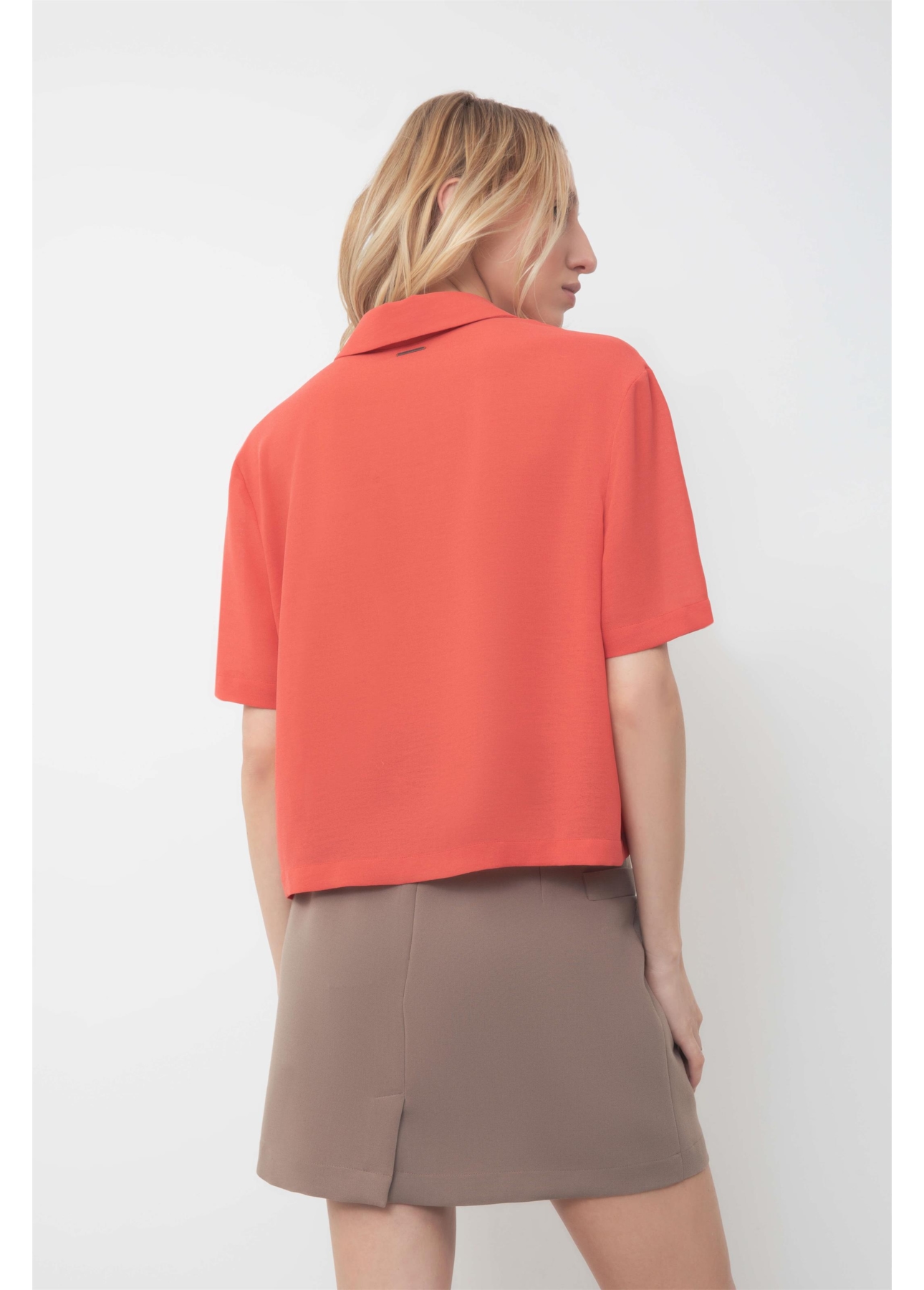 Camisa Cropped Shirt Georgette Off White