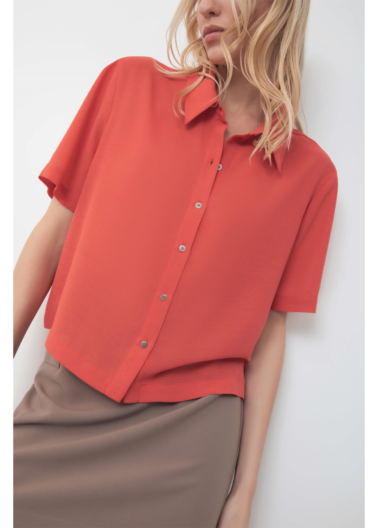 Camisa Cropped Shirt Georgette Off White