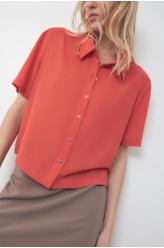 Camisa Cropped Shirt Georgette Off White