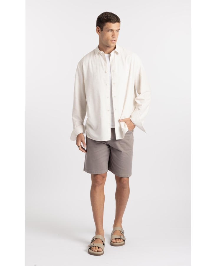 Camisa Cross Dye Linen Blend Classic Button Down Natural