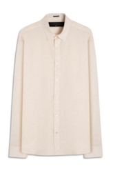 Camisa Cross Dye Linen Blend Classic Button Down Natural