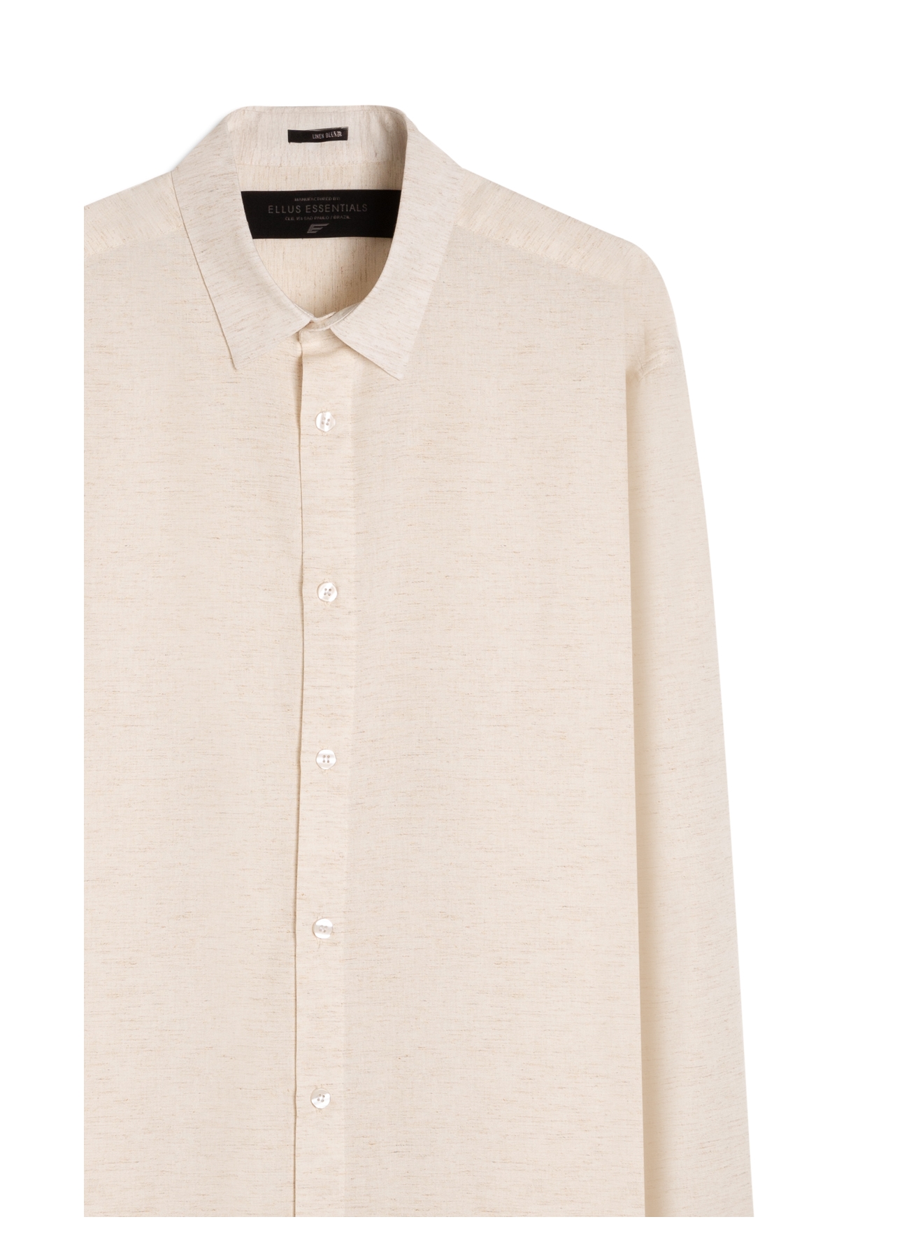 Camisa Cross Dye Linen Blend Classic Button Down Natural