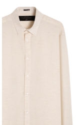 Camisa Cross Dye Linen Blend Classic Button Down Natural