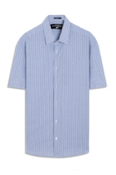 Camisa Crumpled Stretch Azul Bic