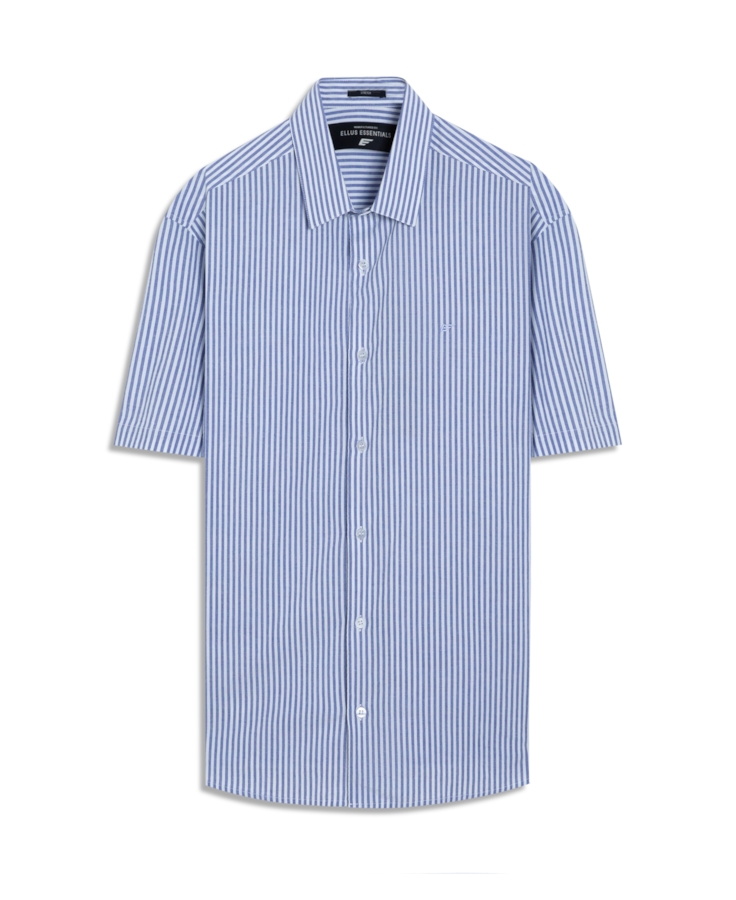 Camisa Crumpled Stretch Azul Bic