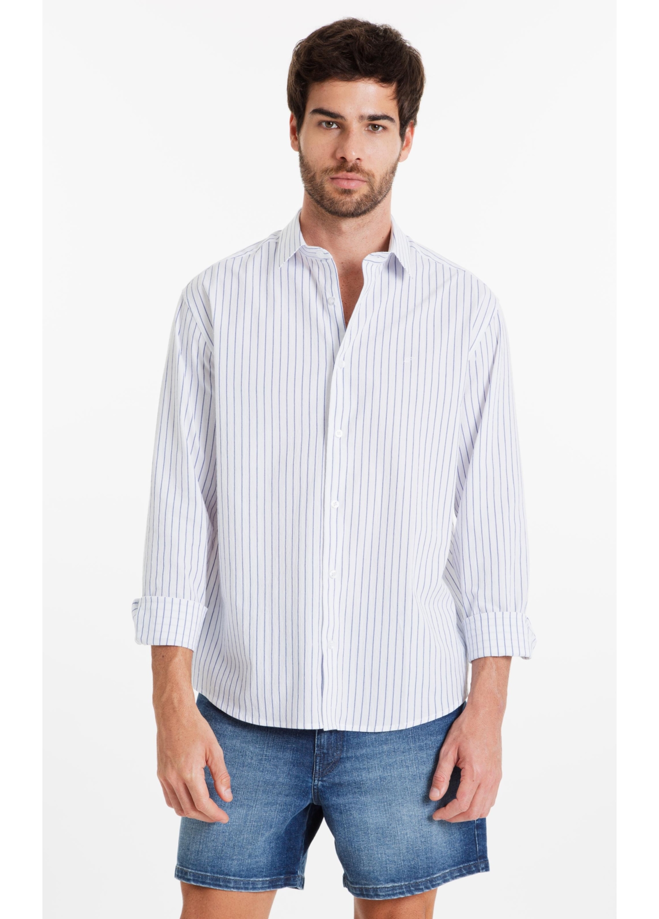 Camisa Crumpled Stretch Santa Azul Bic