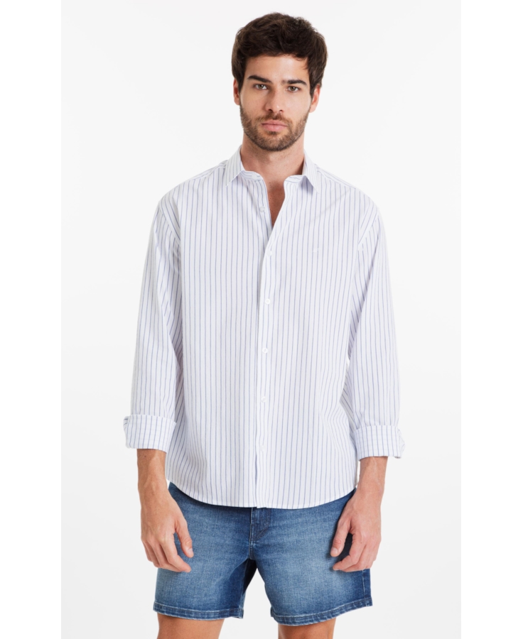 Camisa Crumpled Stretch Santa Azul Bic