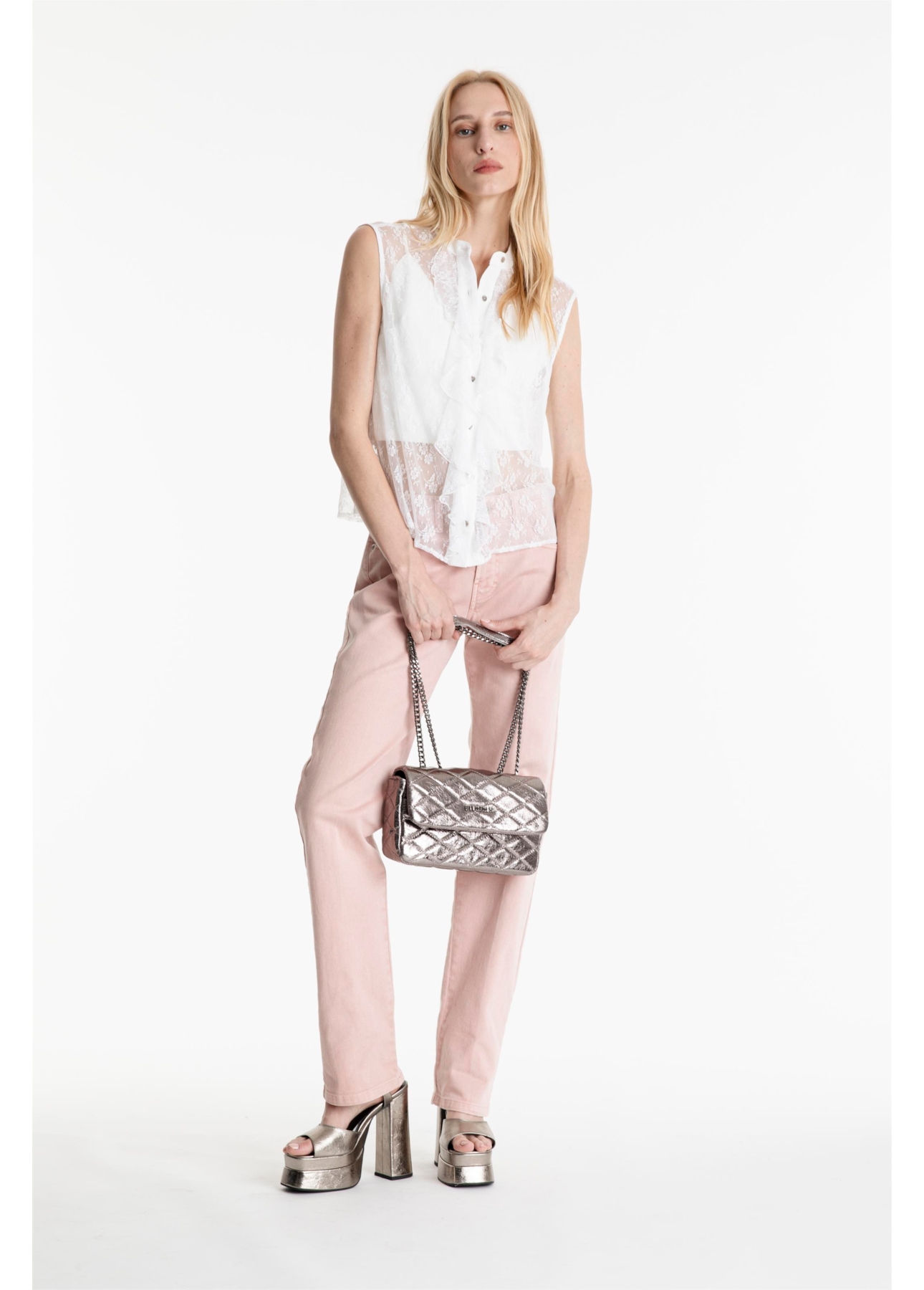 Camisa Ferrete Ruffle Sleeveless Branco