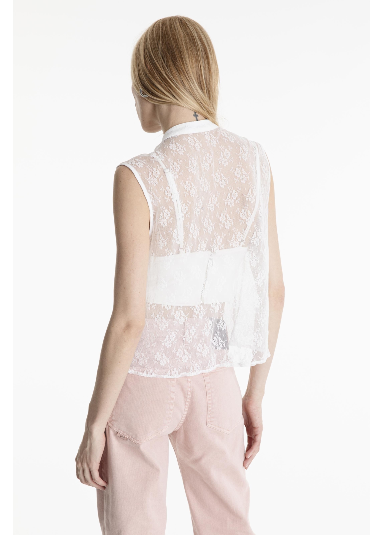 Camisa Ferrete Ruffle Sleeveless Branco