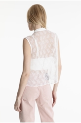 Camisa Ferrete Ruffle Sleeveless Branco