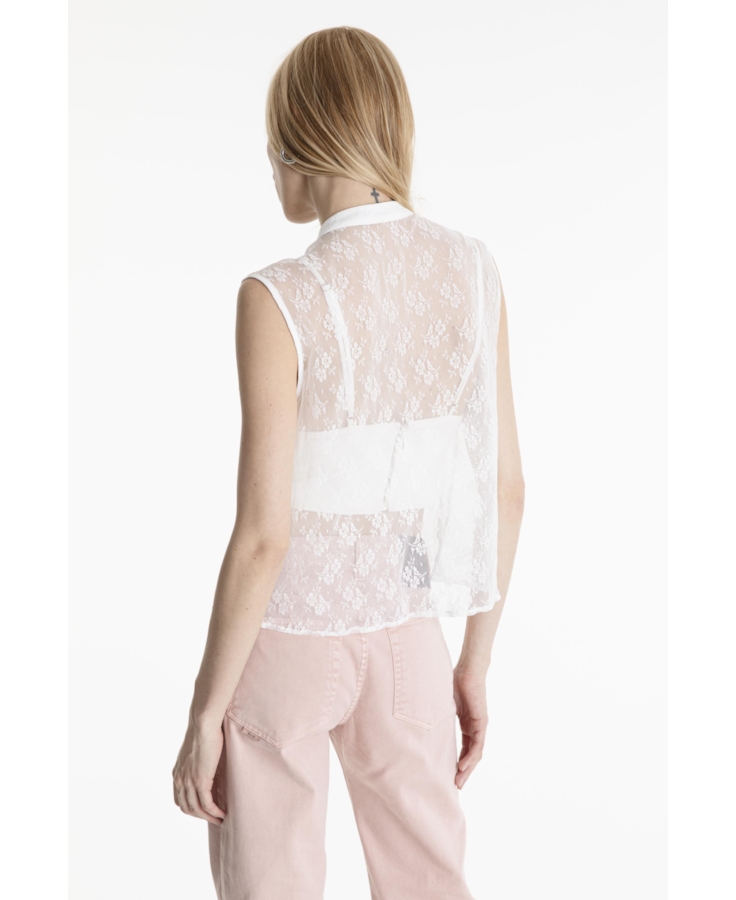 Camisa Ferrete Ruffle Sleeveless Branco