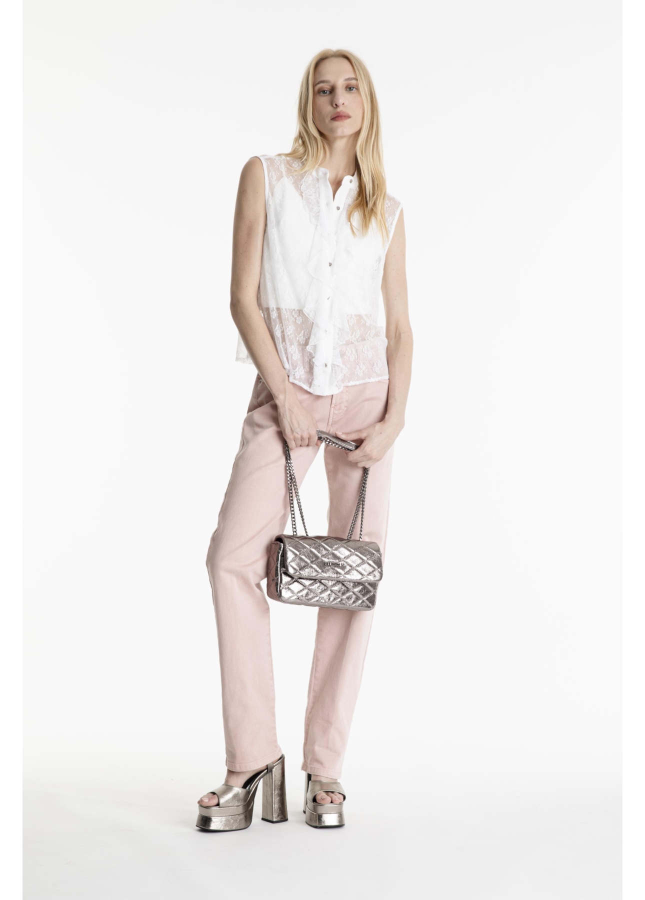 Camisa Ferrete Ruffle Sleeveless Branco
