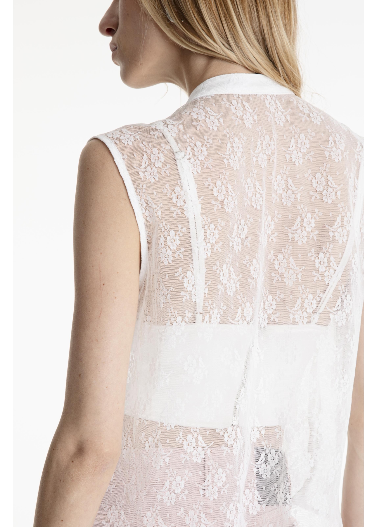 Camisa Ferrete Ruffle Sleeveless Branco