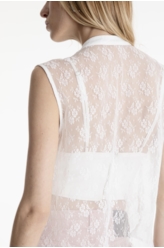 Camisa Ferrete Ruffle Sleeveless Branco