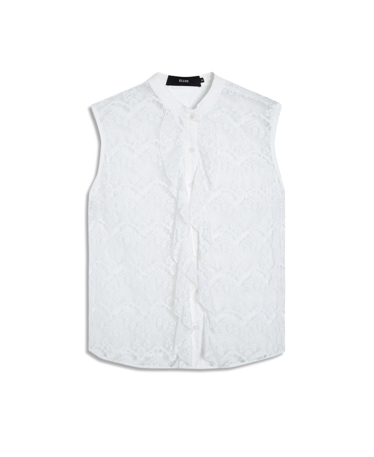 Camisa Ferrete Ruffle Sleeveless Off White