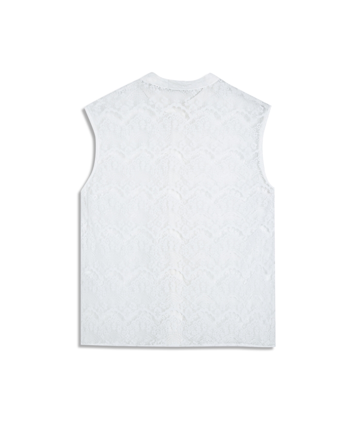 Camisa Ferrete Ruffle Sleeveless Off White