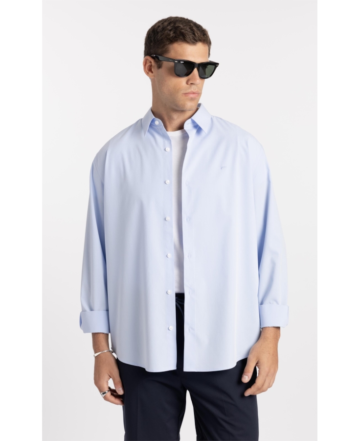 Camisa Fil a Fil Modal Classic Azul Claro
