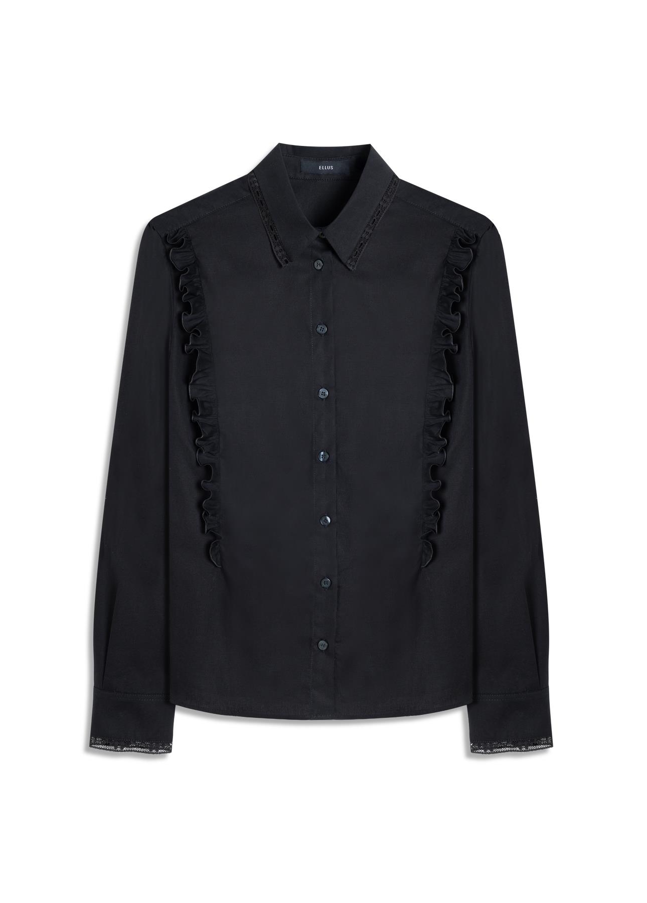 Camisa Galles Ruffled Shoulders Preto