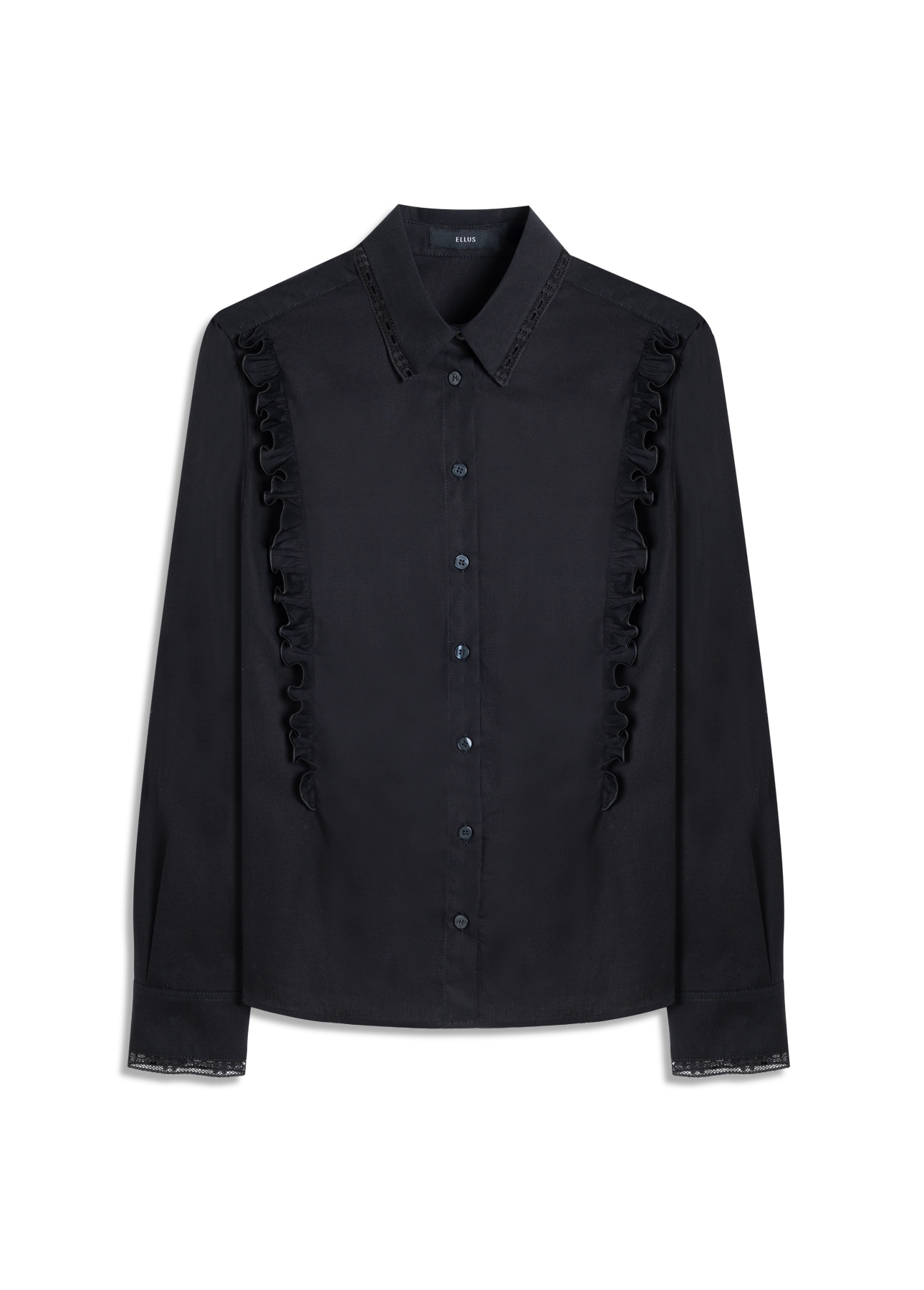 Camisa Galles Ruffled Shoulders Preto