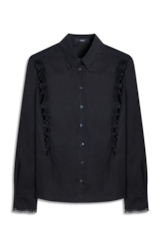 Camisa Galles Ruffled Shoulders Preto