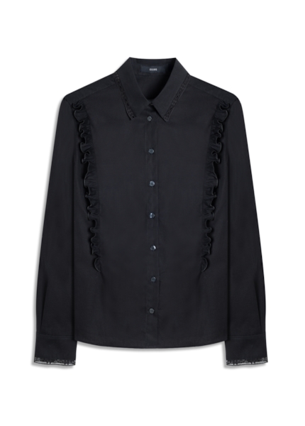 Camisa Galles Ruffled Shoulders Preto