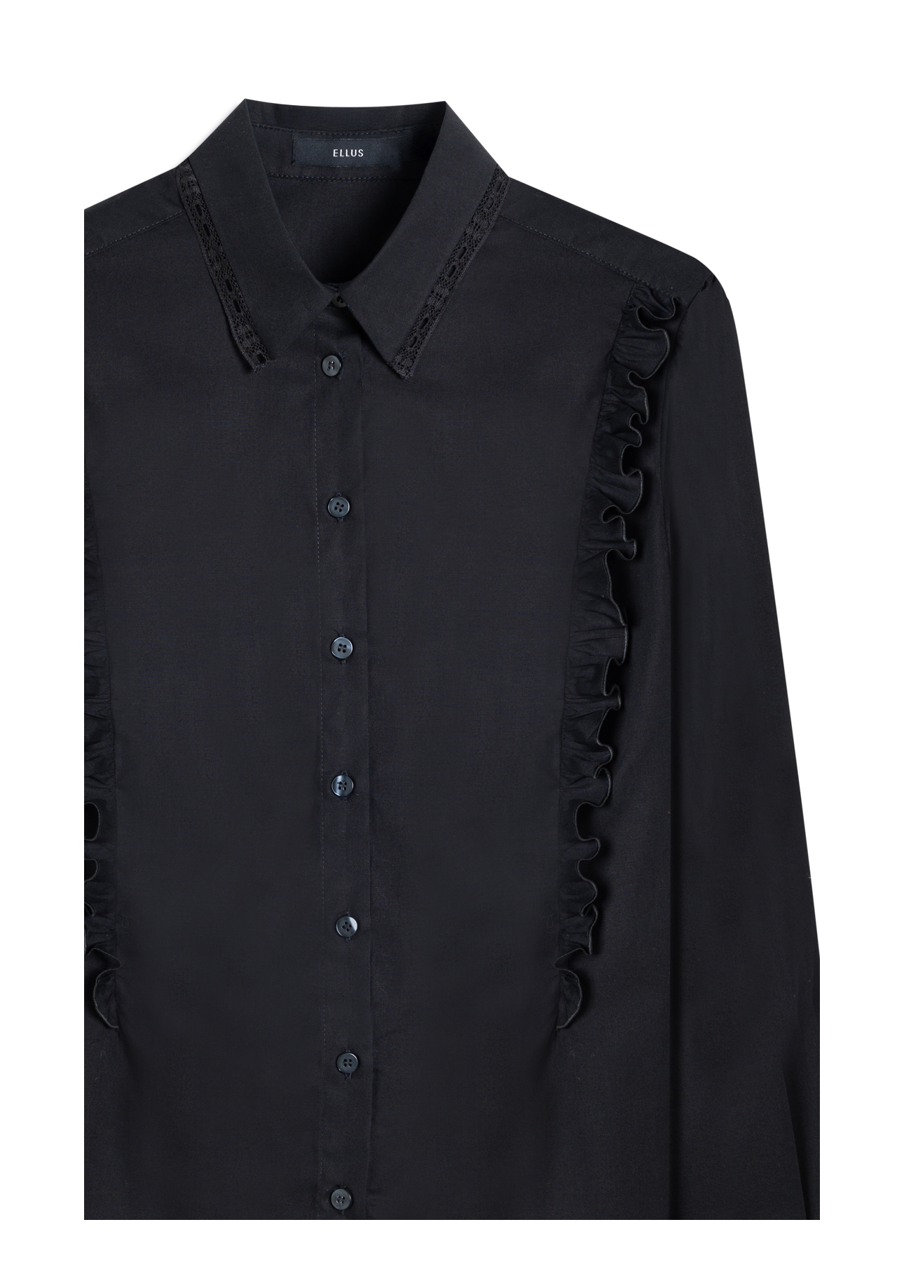 Camisa Galles Ruffled Shoulders Preto