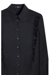 Camisa Galles Ruffled Shoulders Preto