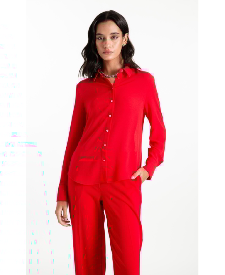 Camisa Georgette Petit Vermelho Vivo