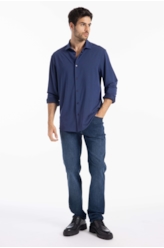  Camisa Knitted Stripes Classic New Italian Marinho
