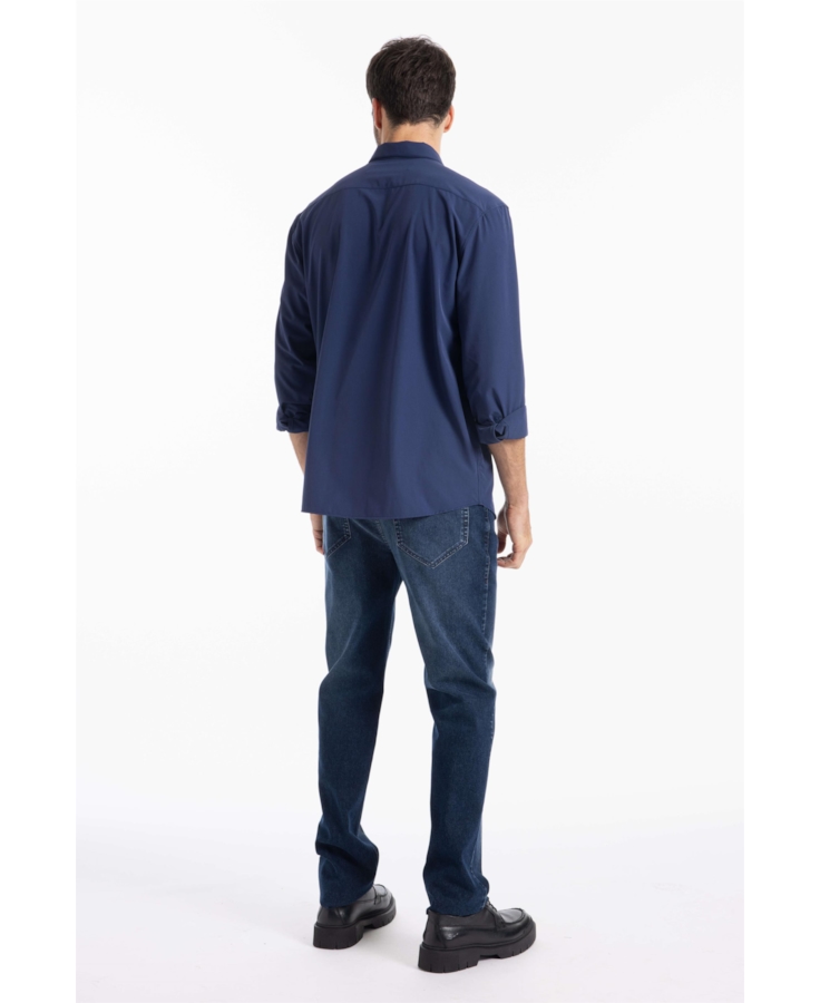  Camisa Knitted Stripes Classic New Italian Marinho