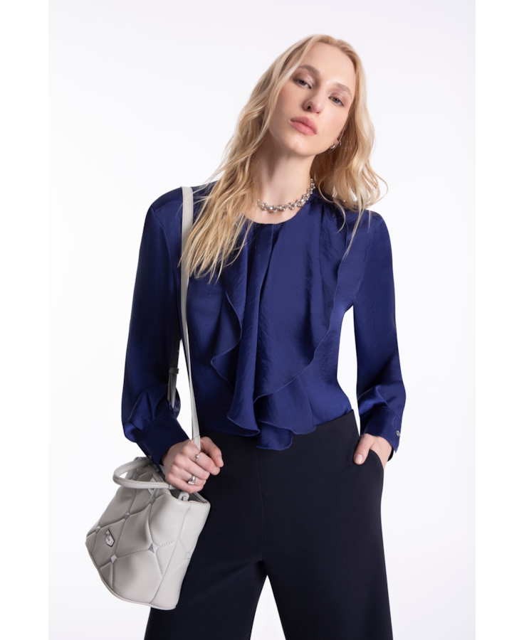 Camisa Lady Broken Ruffle Purple Blue