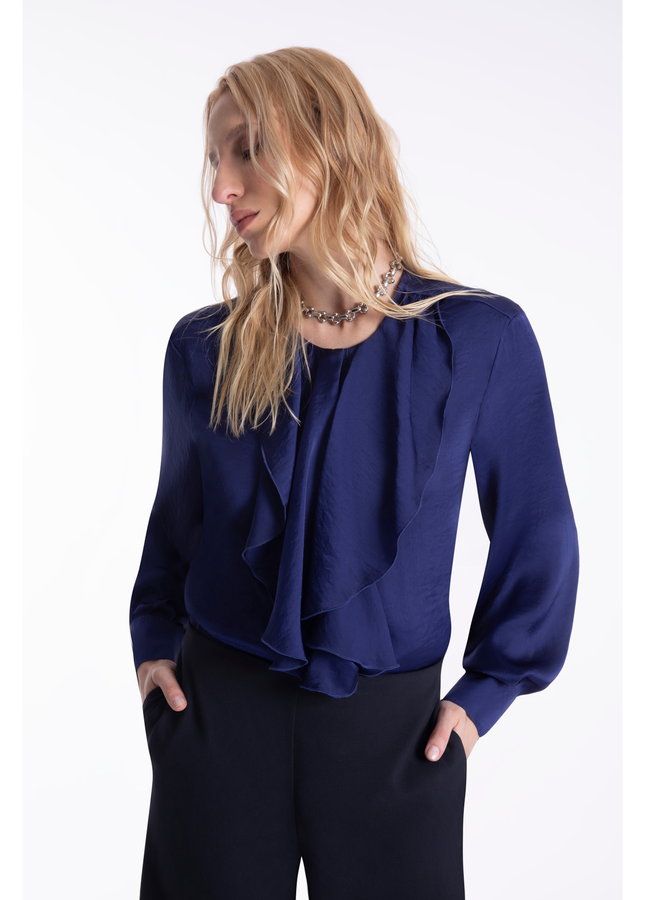 Camisa Lady Broken Ruffle Purple Blue
