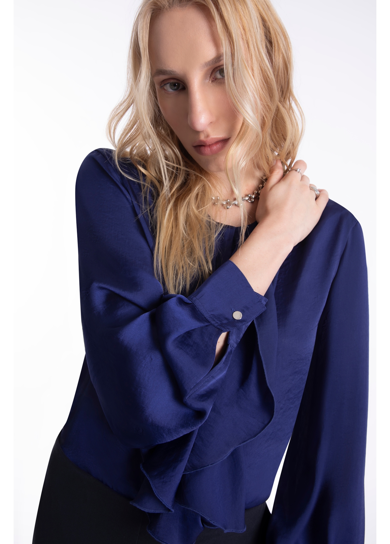 Camisa Lady Broken Ruffle Purple Blue