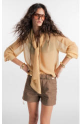 Camisa  Lavalliere-Neck Amarelo