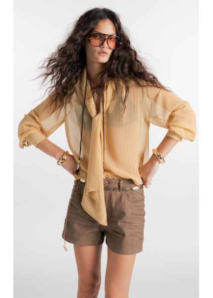 Camisa  Lavalliere-Neck Amarelo