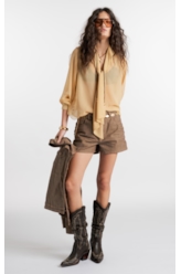 Camisa  Lavalliere-Neck Amarelo