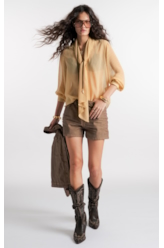 Camisa  Lavalliere-Neck Amarelo
