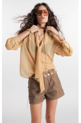Camisa  Lavalliere-Neck Amarelo