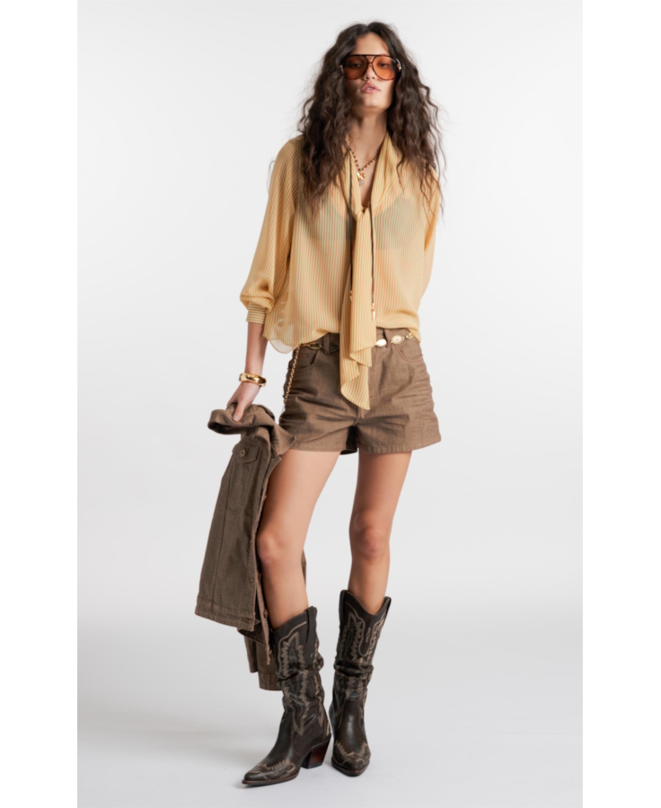 Camisa  Lavalliere-Neck Amarelo