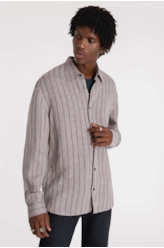 Camisa Light Stripes Linho Cinza
