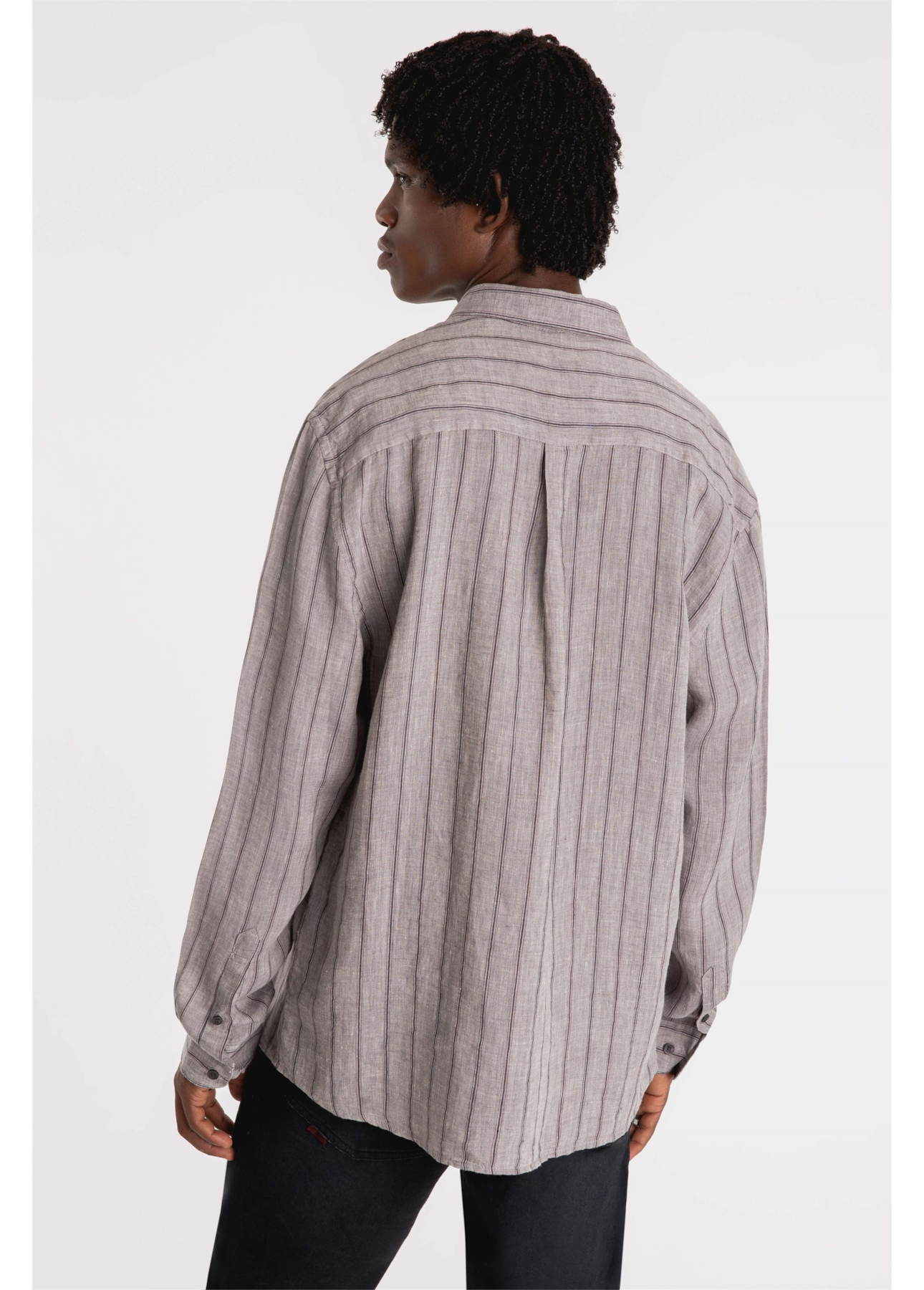 Camisa Light Stripes Linho Cinza