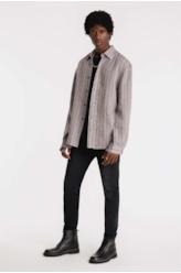 Camisa Light Stripes Linho Cinza
