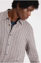 Camisa Light Stripes Linho Cinza