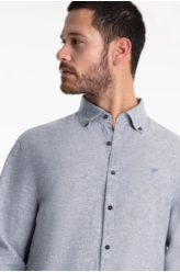 Camisa Linen Blend Cross Dye Classic Azul Jeans