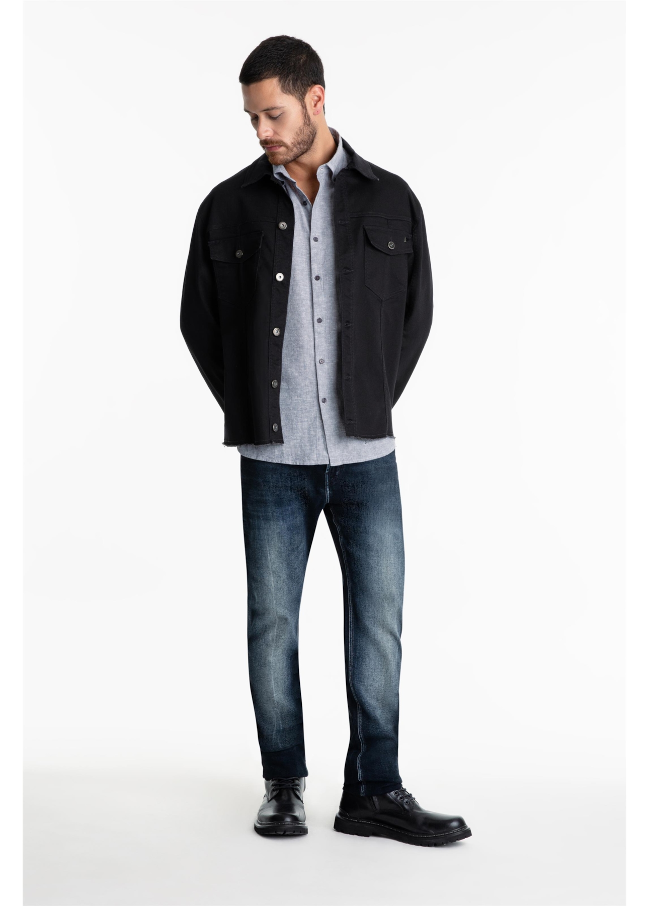 Camisa Linen Blend Cross Dye Classic Azul Jeans