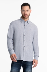 Camisa Linen Blend Cross Dye Classic Azul Jeans